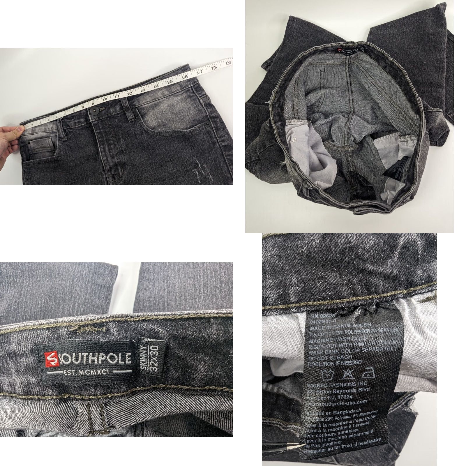 Southpole Southpole Jeans Mens 32x30 Skinny Black Stretch Distressed Paneled Moto Stacked Jeans Size US 32 / EU 48 - 8 Thumbnail