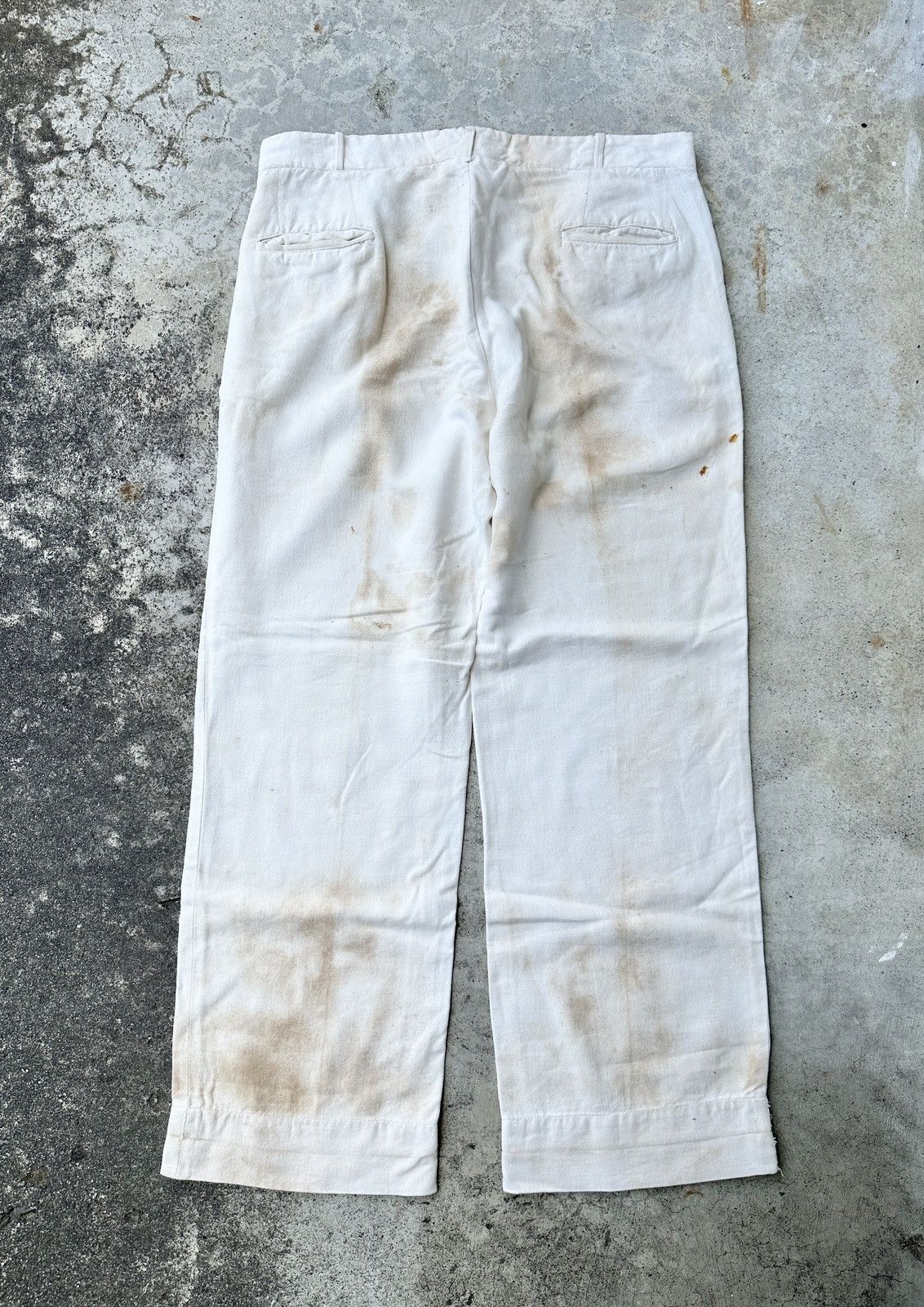 Vintage 50s-60s USN Navy Sailor Stained Dirty White pant Size US 36 / EU 52 - 2 Thumbnail