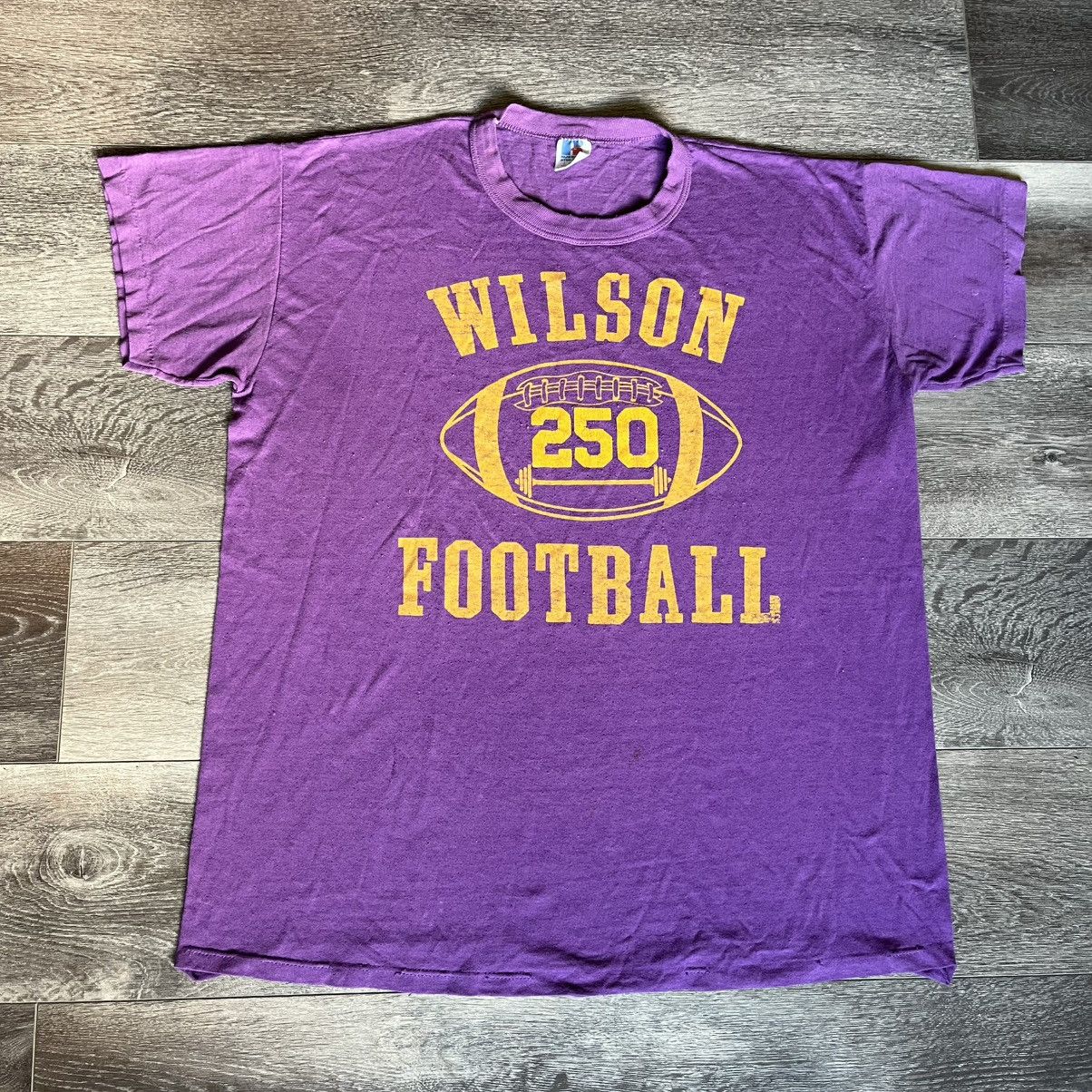 Russell Athletic × Vintage Vintage 1980s Russell Athletic Wilson Football Logo Tee 250 Size US L / EU 52-54 / 3 - 1 Thumbnail