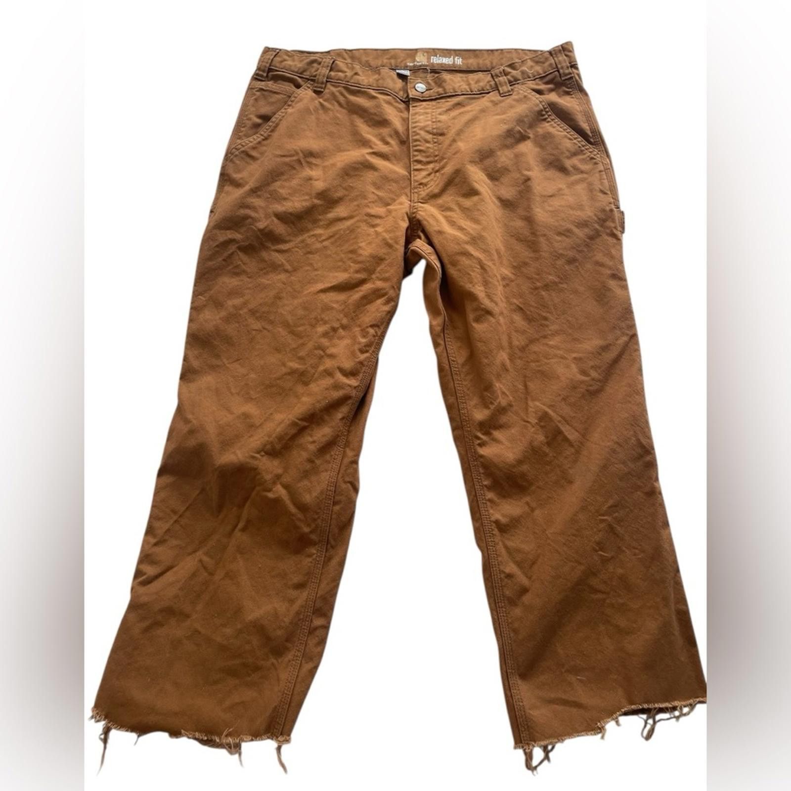 Carhartt Carhartt Relaxed Fit Brown Duck Pants – Cropped Raw Hem Size US 38 / EU 54 - 1 Thumbnail