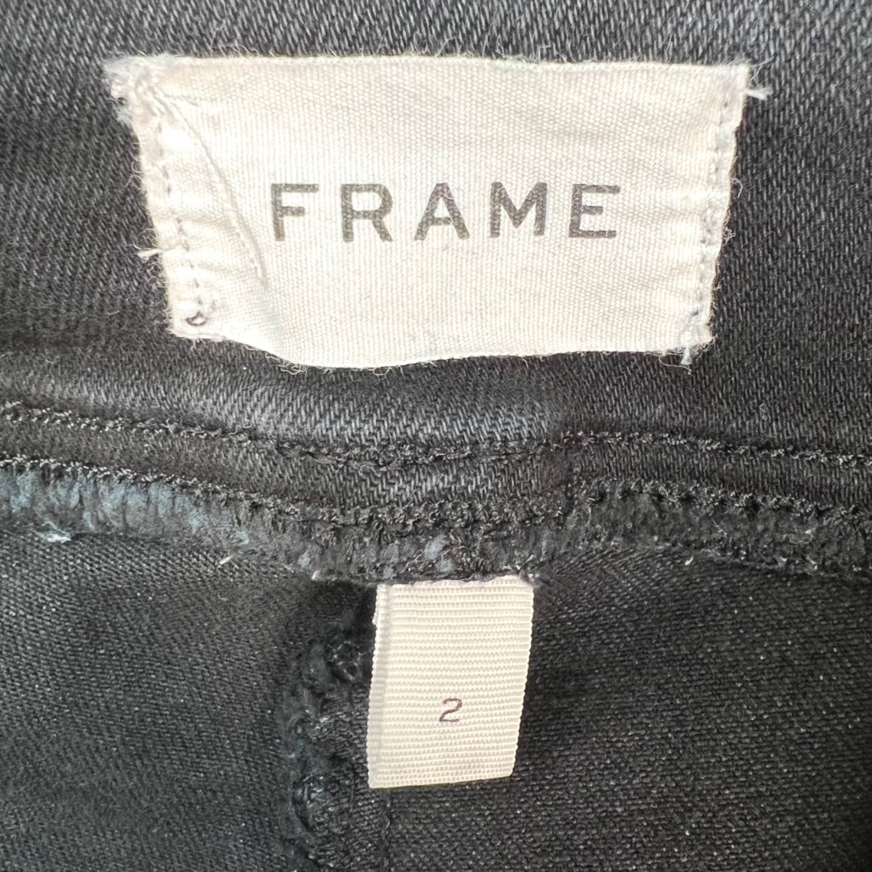 Frame FRAME Jeans Womens Size 2 Black Cotton Blend Denim Pants Straight Stretch 5-Pocket Size 26" / US 2 / IT 38 - 3 Thumbnail