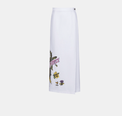 image of Dior O1Bcso1Str0524 Warp Skirt In White, Women's (Size 30)