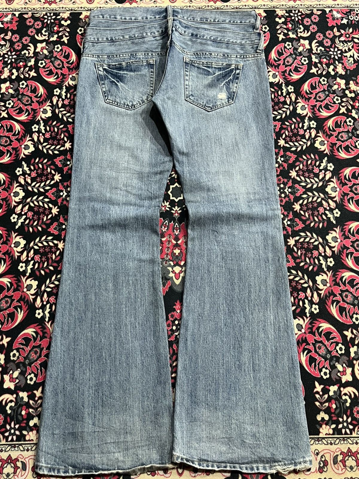 If Six Was Nine Vintage Villand Double Waist Blue Washed Distress Flare Jean Size US 32 / EU 48 - 2 Thumbnail
