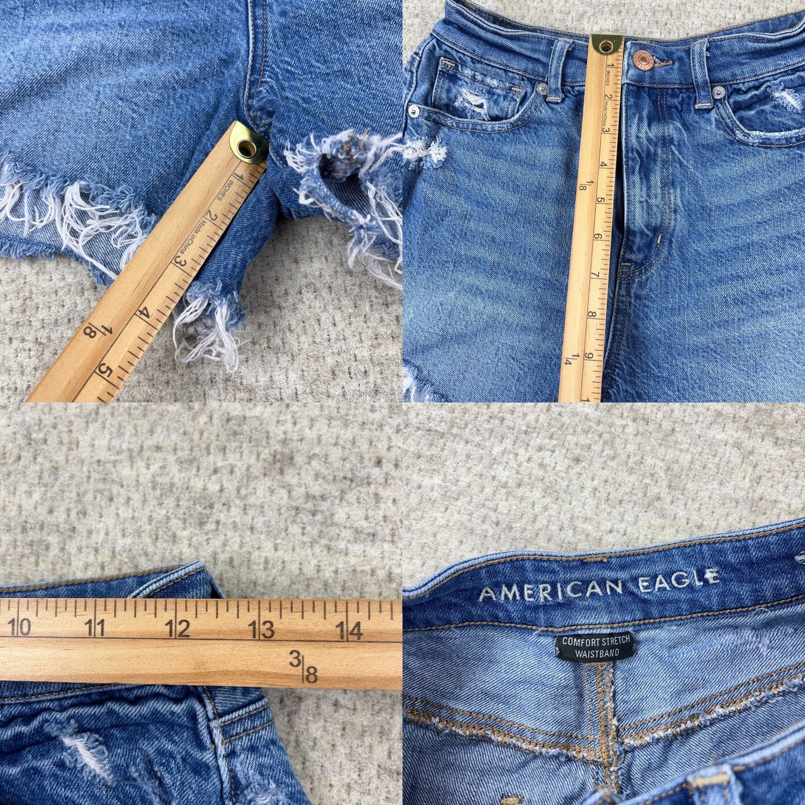 American Eagle Outfitters American Eagle Outfitters Mom Shorts Women 2 High Rise Distressed Faded Denim Blue 3 Inseam 5-Pocket Stretch Regular Casual Modern Womens Size 26" / US 2 / IT 38 - 8 Thumbnail