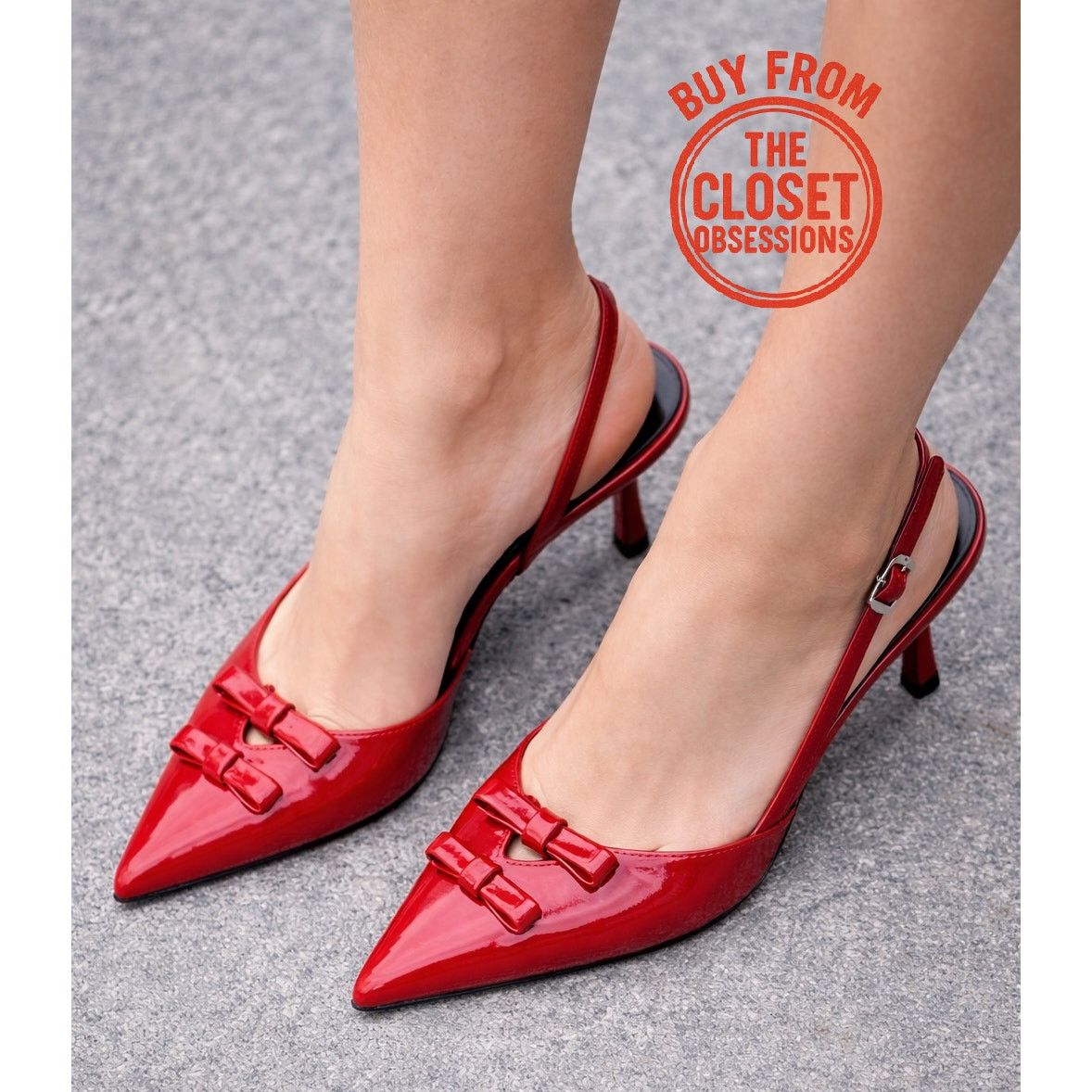 Zara Zara Red Bow Slingback Heels Pointed Toe NWT Size US 9 / IT 39 - 6 Thumbnail