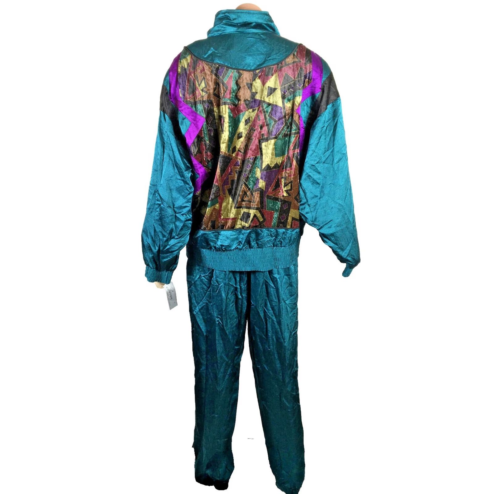 Vintage Vintage Lavon Womens Tracksuit 2 Piece Jacket & Pants XL Satin Velvet NWT NEW 80s Size 40" / US 18 - 2 Thumbnail