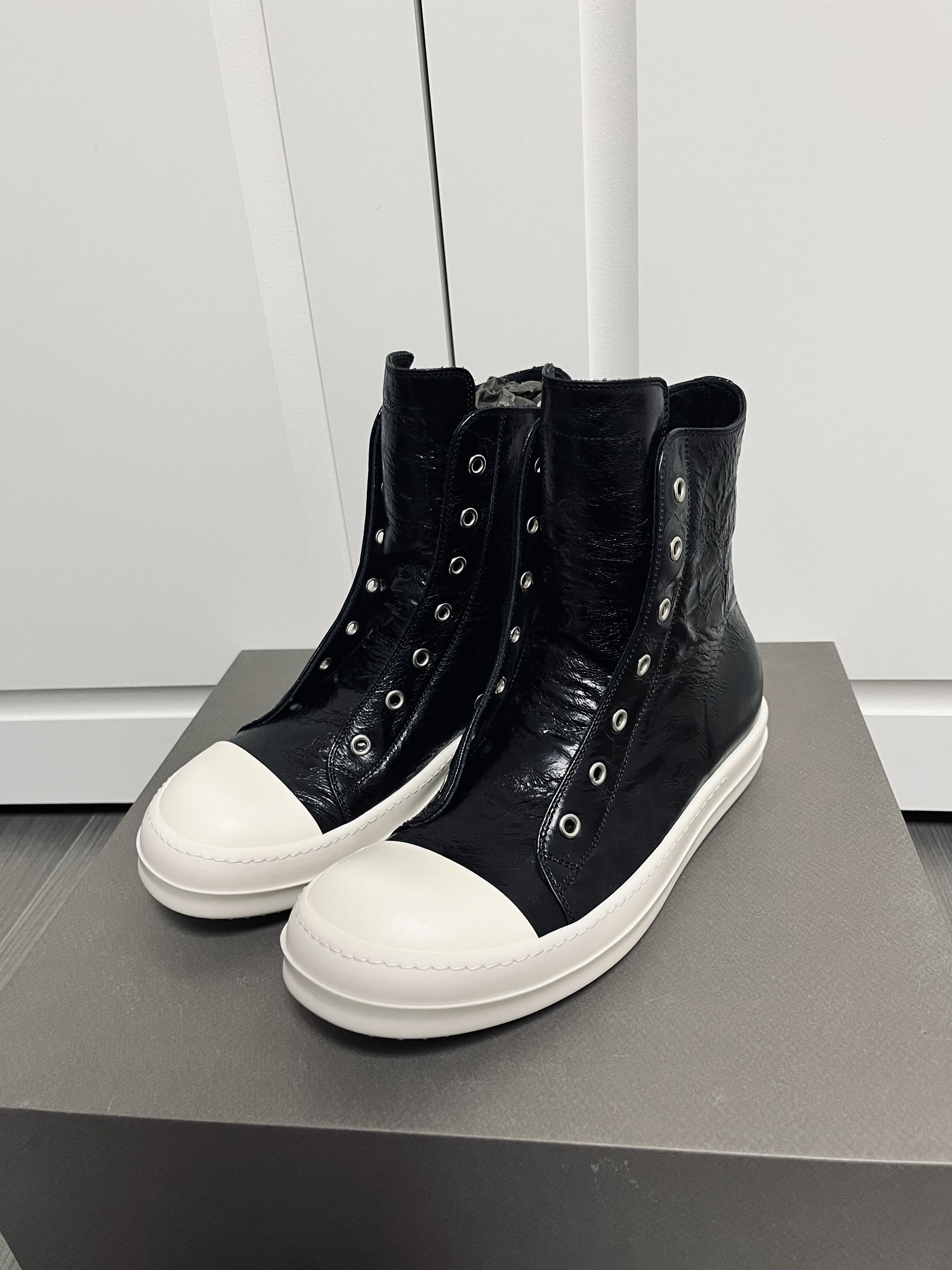 Rick Owens Rick Owens Leather Ramones Hi-Top Sneakers Size US 6.5 / EU 39-40 - 1 Thumbnail
