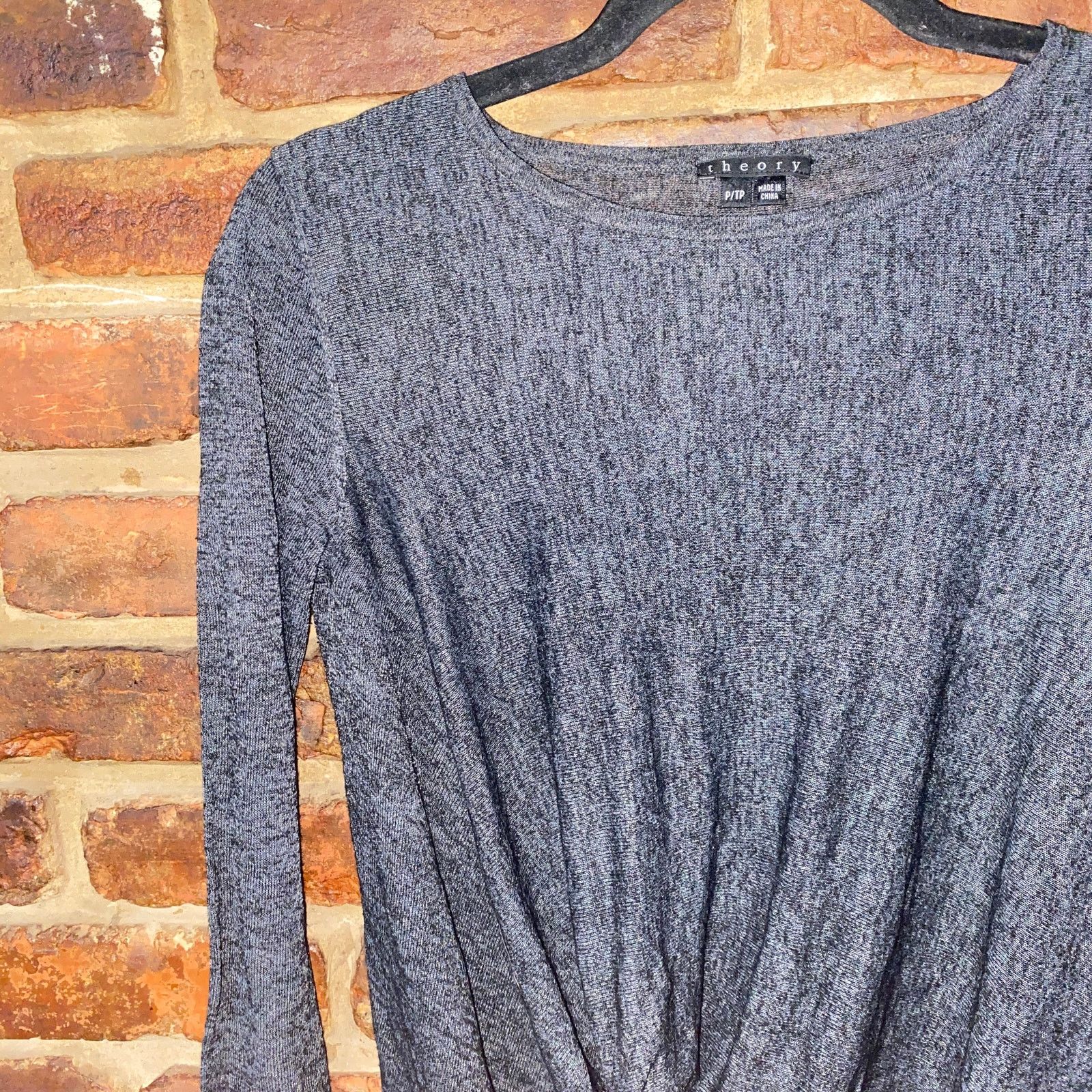 Theory Theory Gray Black Draped Calvana Galaxy Sheer Top P XS Size XS / US 0-2 / IT 36-38 - 2 Thumbnail