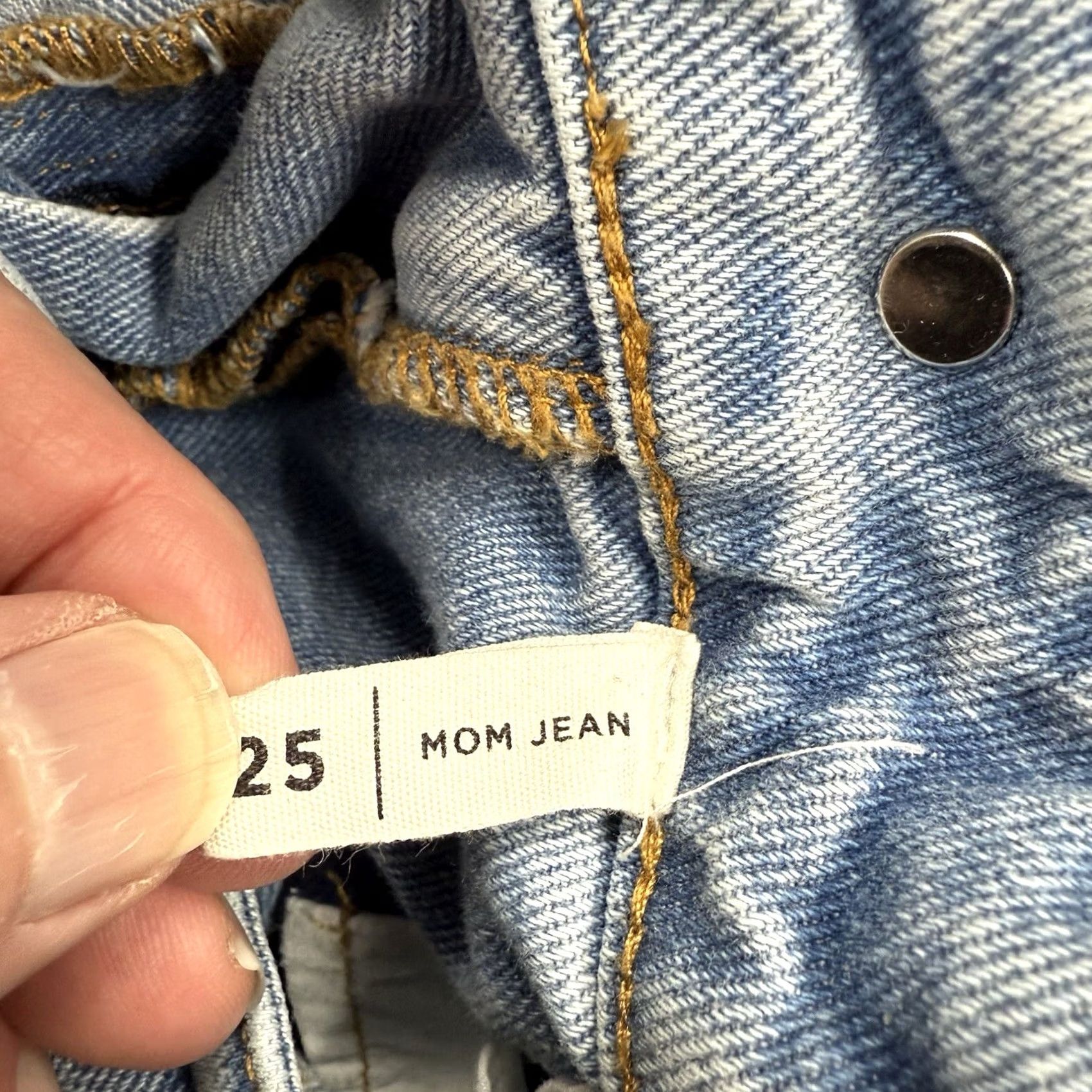 Pacsun Pacsun Mom Jeans Women 25 Blue Cotton Colorblock Patchwork Light Wash Comfort Jeans Retro Bohemian Womens Size 42" / US 20 - 4 Thumbnail