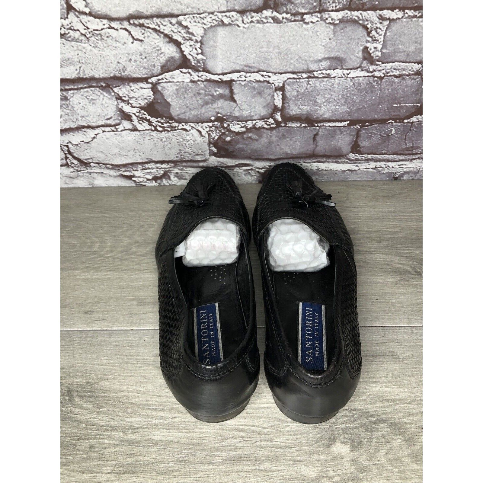 Other Santorini Black Leather BasketWeaves Woven Tassel Loafers Me Size US 9.5 / EU 42-43 - 15 Thumbnail