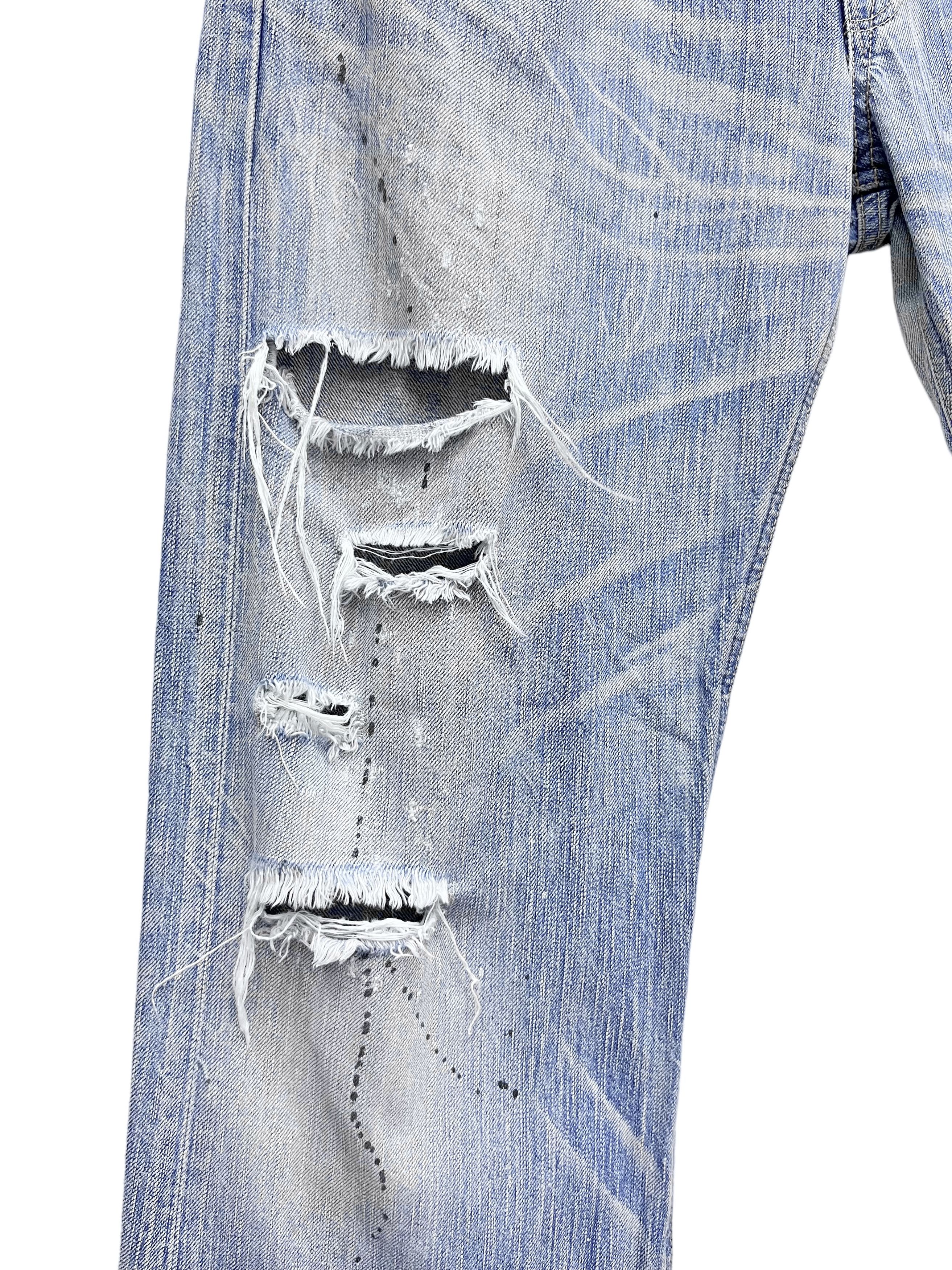 Edwin BLUE TRIP Grunge Flare Light Wash Blue Natural Ripped Denim Size US 34 / EU 50 - 5 Thumbnail