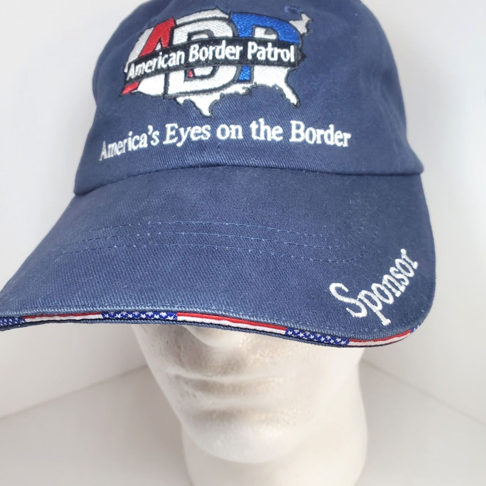 Vintage VINTAGE America Border Patrol Baseball Cap Hat Blue Red White Men One Size Adjustable Leather Strapback USA Flag 90s Size ONE SIZE - 3 Thumbnail