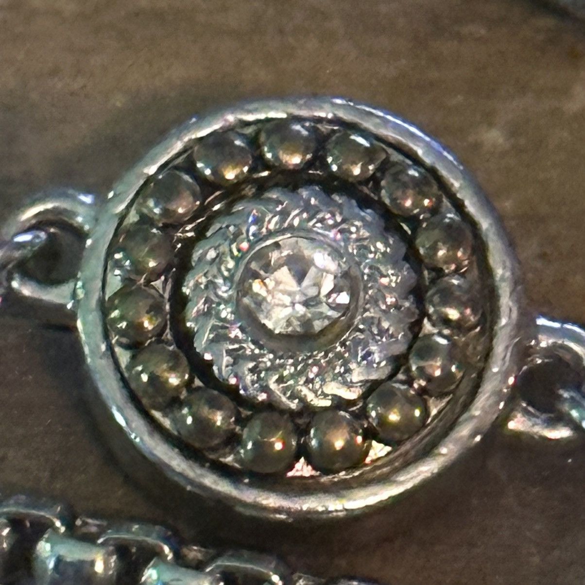 Other Long stationed rhinestone discs box chain necklace Size ONE SIZE - 4 Thumbnail
