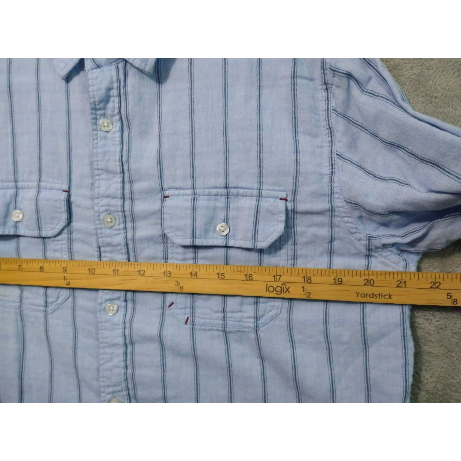 Carbon2Cobalt Carbon 2 Cobalt Shirt Mens M Blue Striped Flannel Long Sleeve Button Up Size US M / EU 48-50 / 2 - 5 Thumbnail