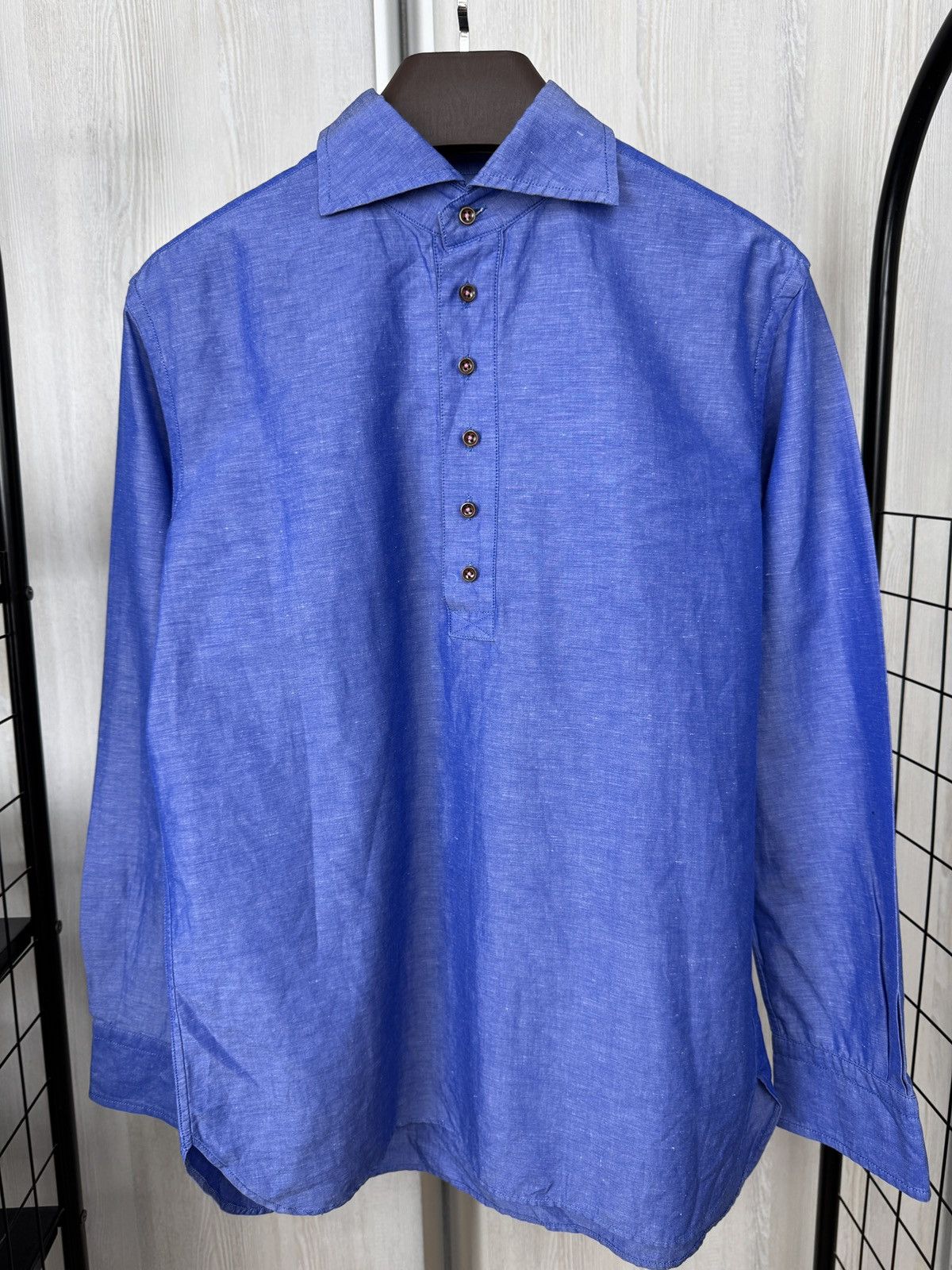 Other Recency of Mine Linen Cotton blue half button shirt Size US M / EU 48-50 / 2 - 2 Thumbnail