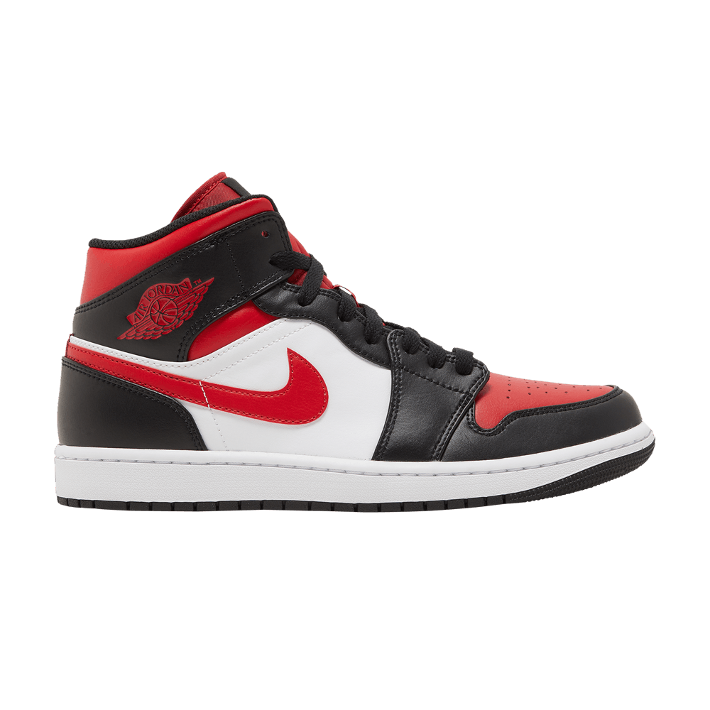image of Air Jordan 1 Mid Bred Toe Shoes, Men's (Size 14)