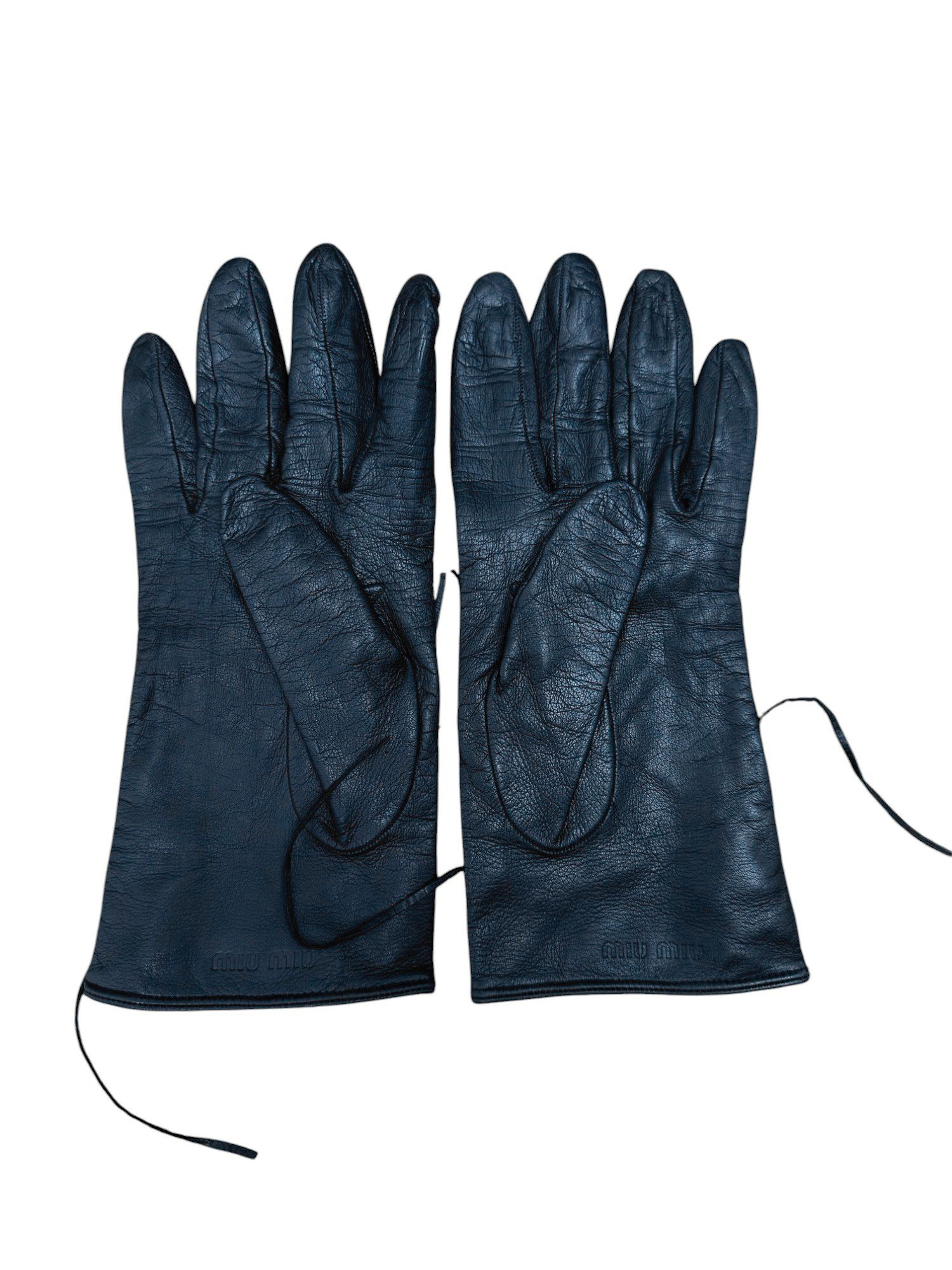Miu Miu Black Lambskin Intrecciato Gloves Size ONE SIZE - 2 Thumbnail