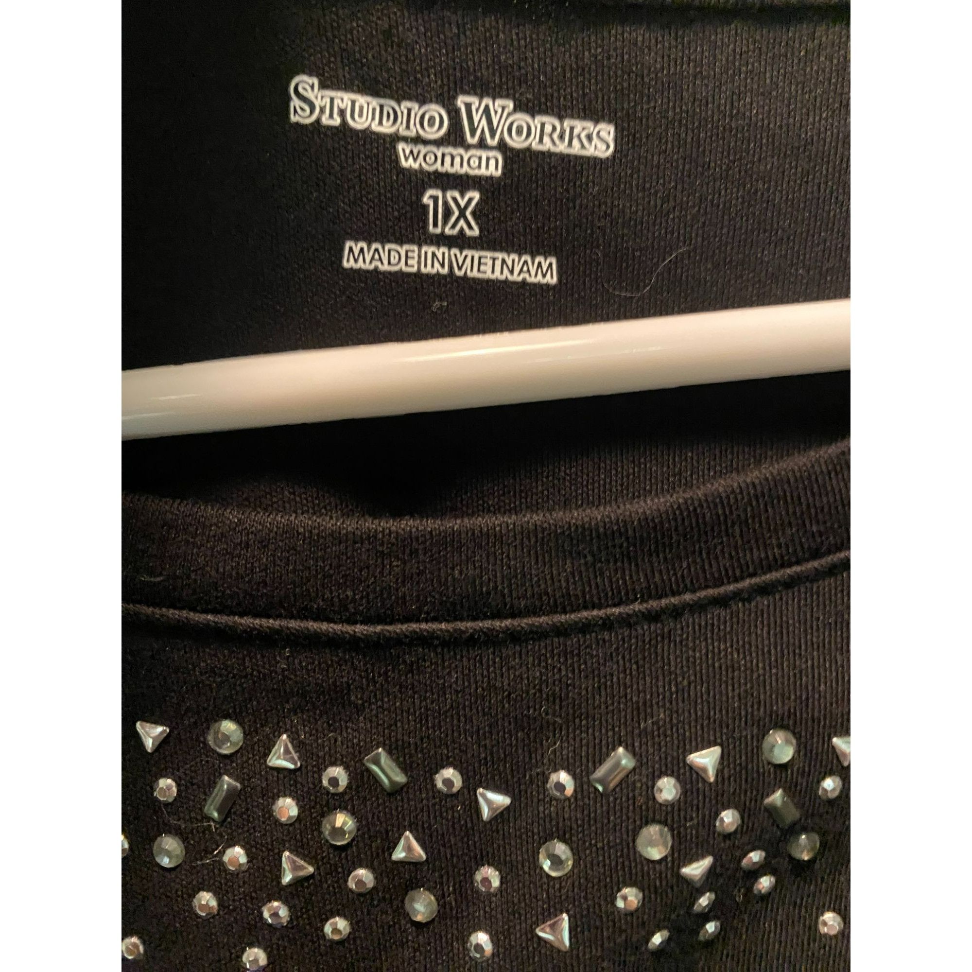 Other Studio Works Womens Plus Size 1X Black 3/4 Sleeve Top With E Size XL / US 12-14 / IT 48-50 - 5 Thumbnail