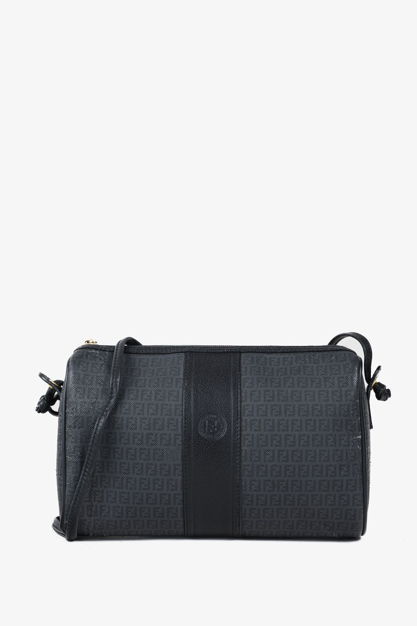 Fendi Fendi Vintage Grey & Black FF Coated Canvas Crossbody Bag Size ONE SIZE - 1 Thumbnail