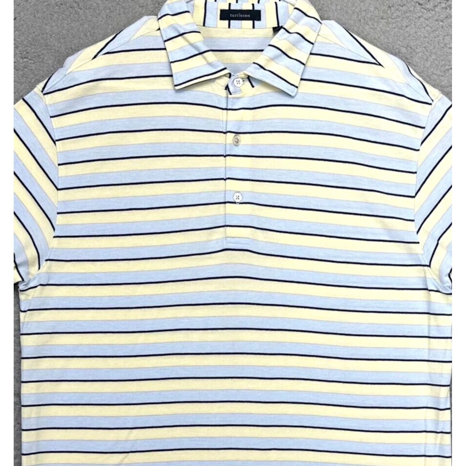 Vintage Turtleson Polo Shirt Mens Large Blue Yellow 100% Cotton Casual Rugby Short Sleeve/Collared Shirt Size US L / EU 52-54 / 3 - 2 Thumbnail