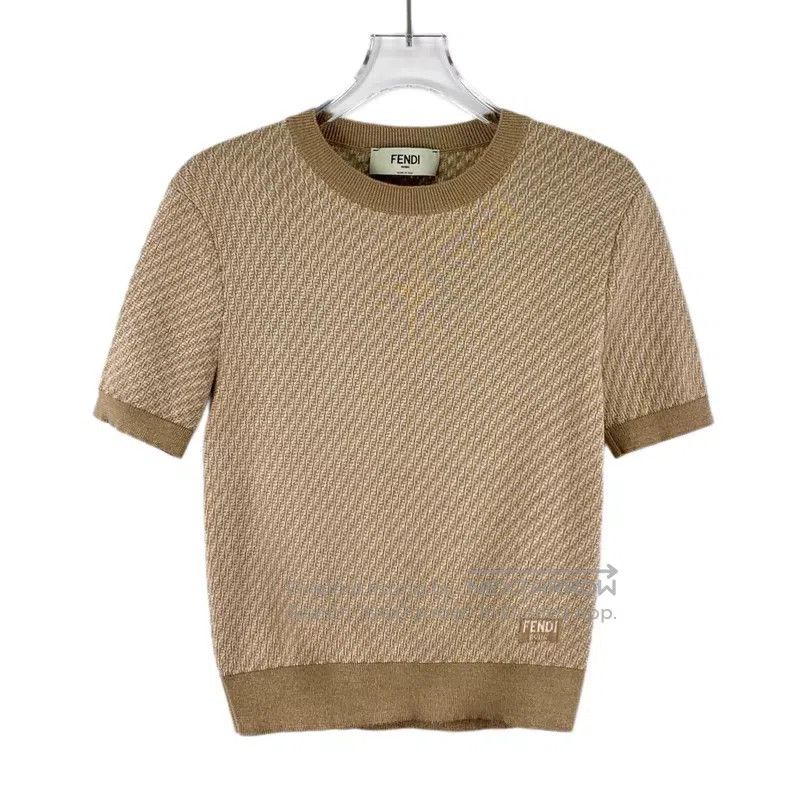 Fendi Fendi Caramel Logo Inlaid Wool Knit Short Sleeve Crewneck Size XS / US 0-2 / IT 36-38 - 1 Thumbnail