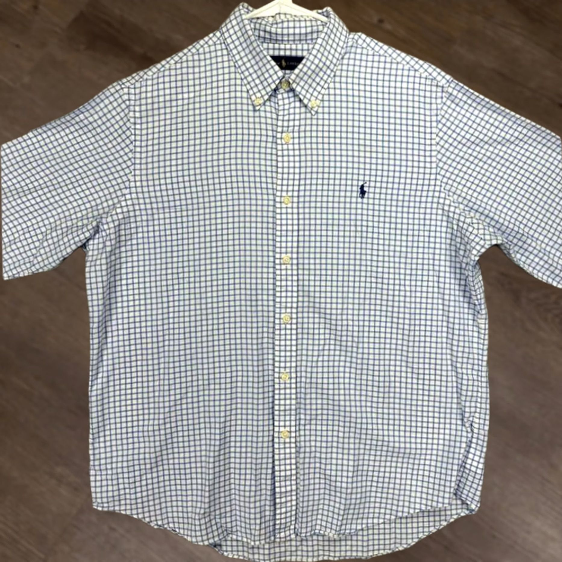 Ralph Lauren Ralph Lauren Button Down Shirt Adult XL White Blue Grid Check Plaid Pony Mens Size US XL / EU 56 / 4 - 1 Thumbnail