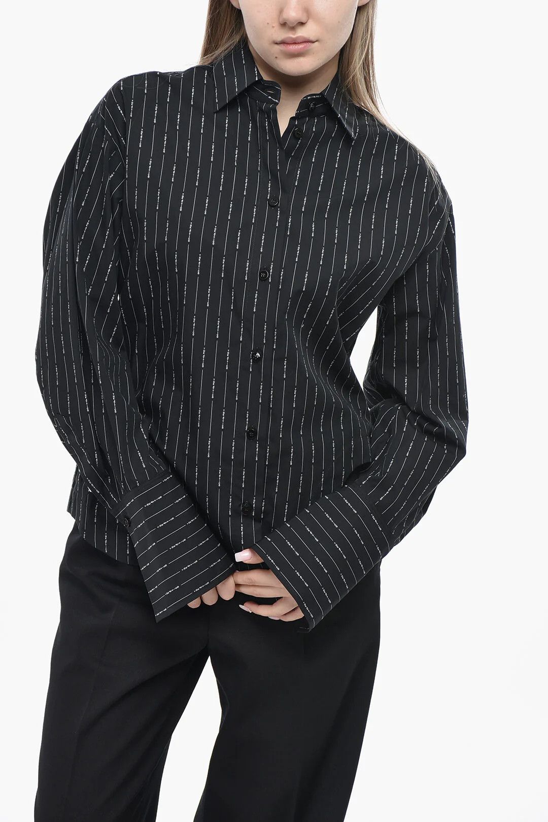 The Attico og1mm0426 Poplin Blouse in Black Size S / US 4 / IT 40 - 1 Thumbnail