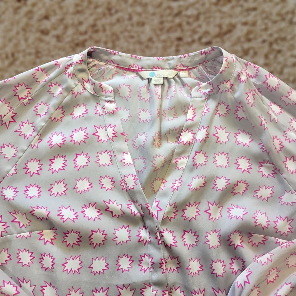 Boden Boden Top Womens Size 6 Gray Pink Button Up Long Sleeve Preppy Career Casual Shirt Womens Regular Small Genders? Size M / US 6-8 / IT 42-44 - 1 Thumbnail