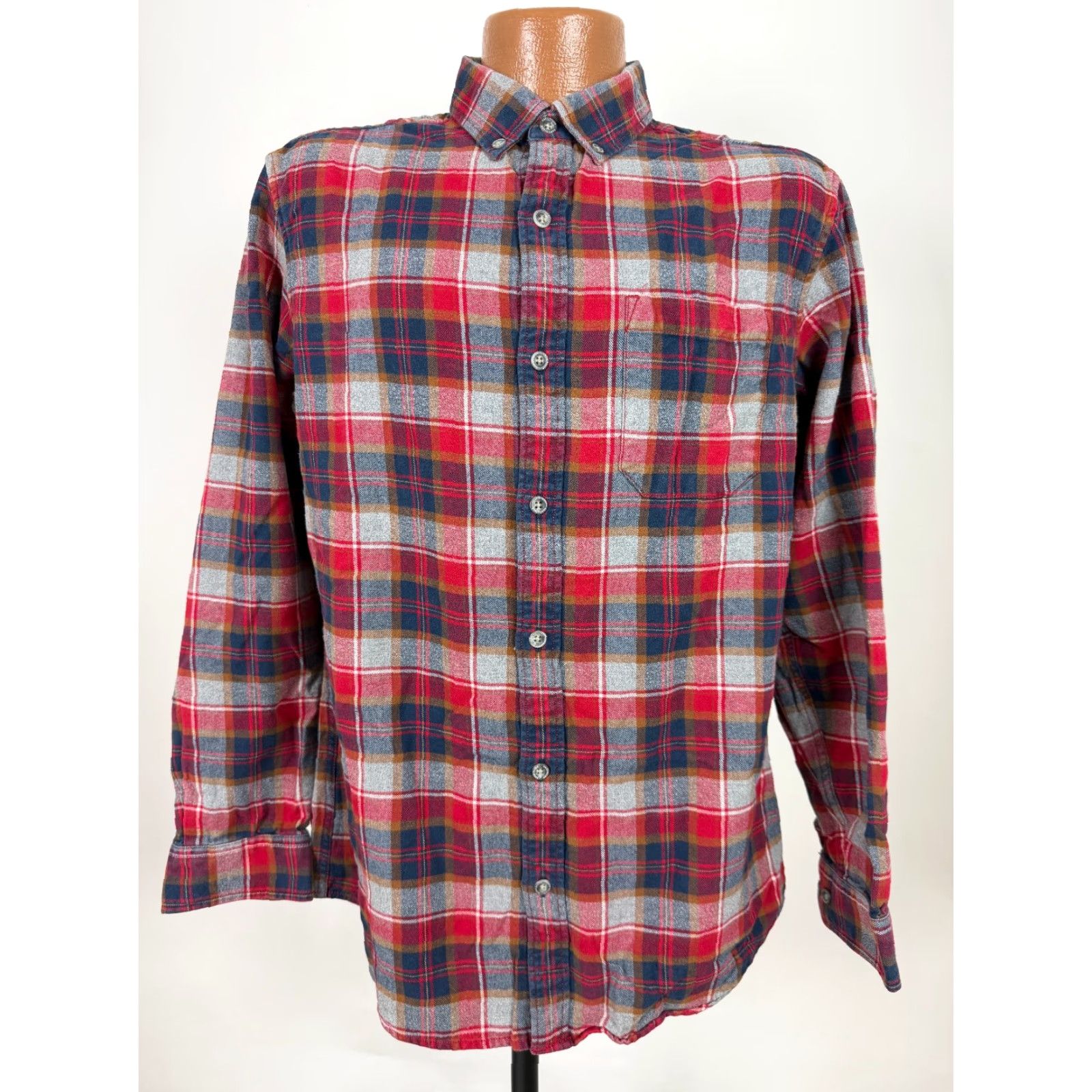 Eddie Bauer Eddie Bauer Flannel Shirt Men Medium Gray Red Navy Plaid Heavy Cotton Relaxed Button-Up" Size US M / EU 48-50 / 2 - 2 Thumbnail