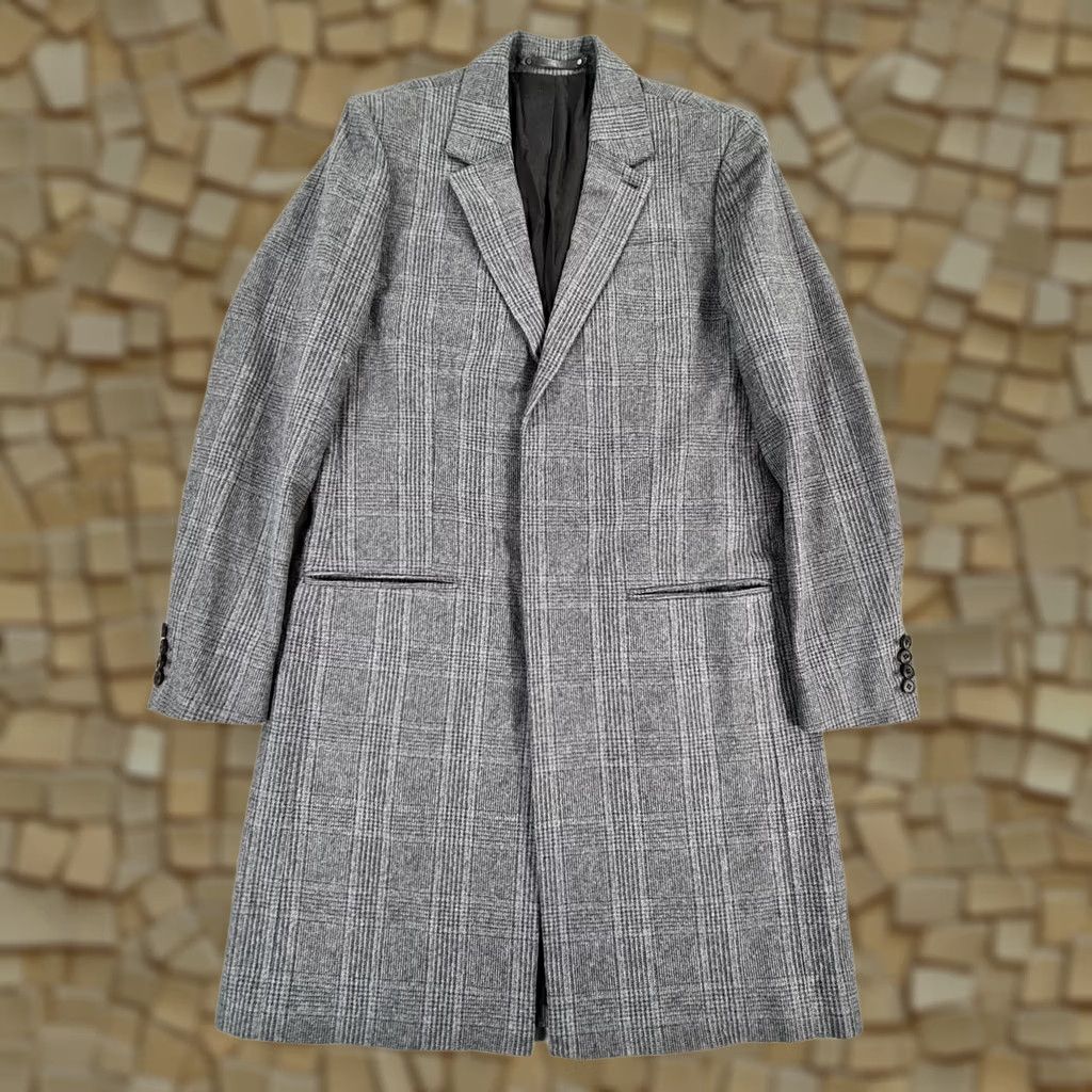 Allsaints AllSaints Coat Grey 38 Wool/Cotton Check Single-Breasted Men's Overcoat Vintage No N/A Size US XXS / EU 40 - 1 Thumbnail