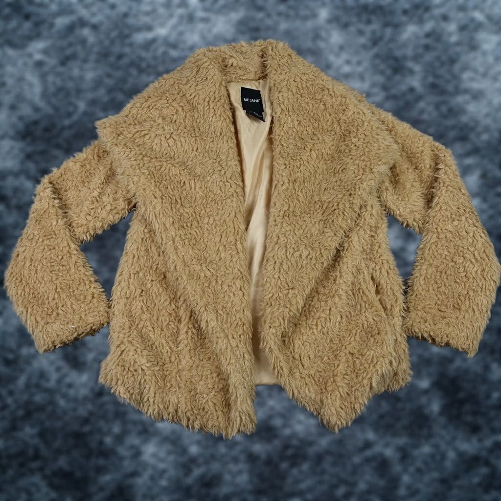 Vintage Me Jane Jacket Womens Medium Beige Shaggy Faux Fur Open Front Sherpa Teddy Y2K Size M / US 6-8 / IT 42-44 - 1 Thumbnail
