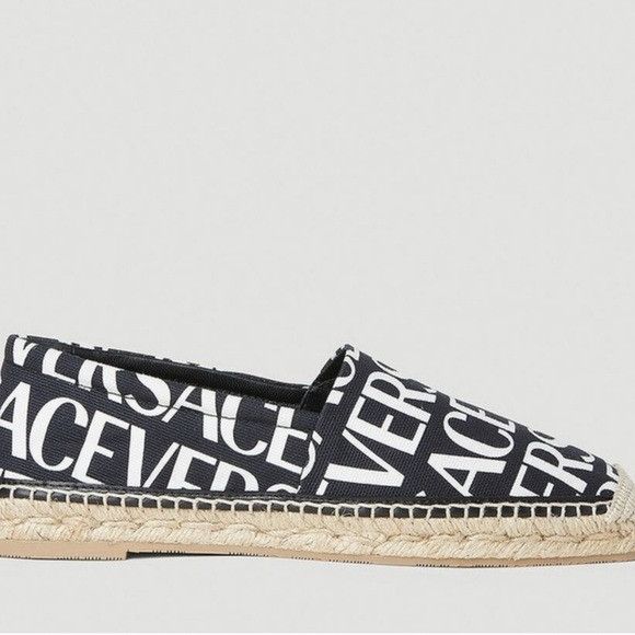 Versace Versace Logo Print Espadrilles Shoes Black White Men’s EU 44 Size US 11 / EU 44 - 1 Thumbnail