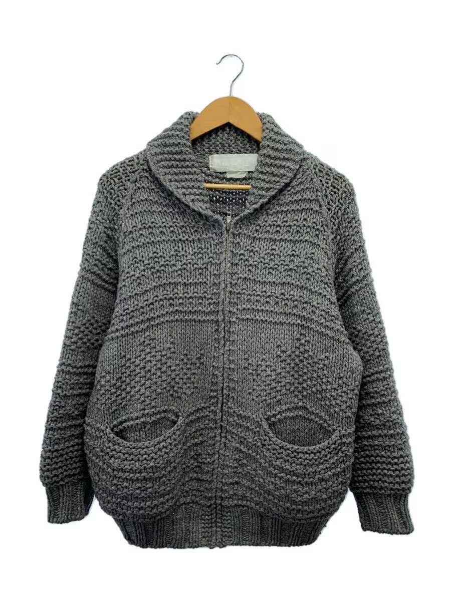 image of Comme Des Garcons x Ganryu Stitch Pattern Wool Zip Knit Cardigan in Grey, Men's (Size Large)