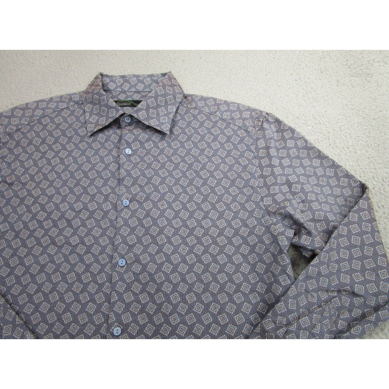 Vintage Jhane Barnes Frequency Shirt XL Mens Blue Geometric Button Front Long Sleeve Size US XL / EU 56 / 4 - 2 Thumbnail
