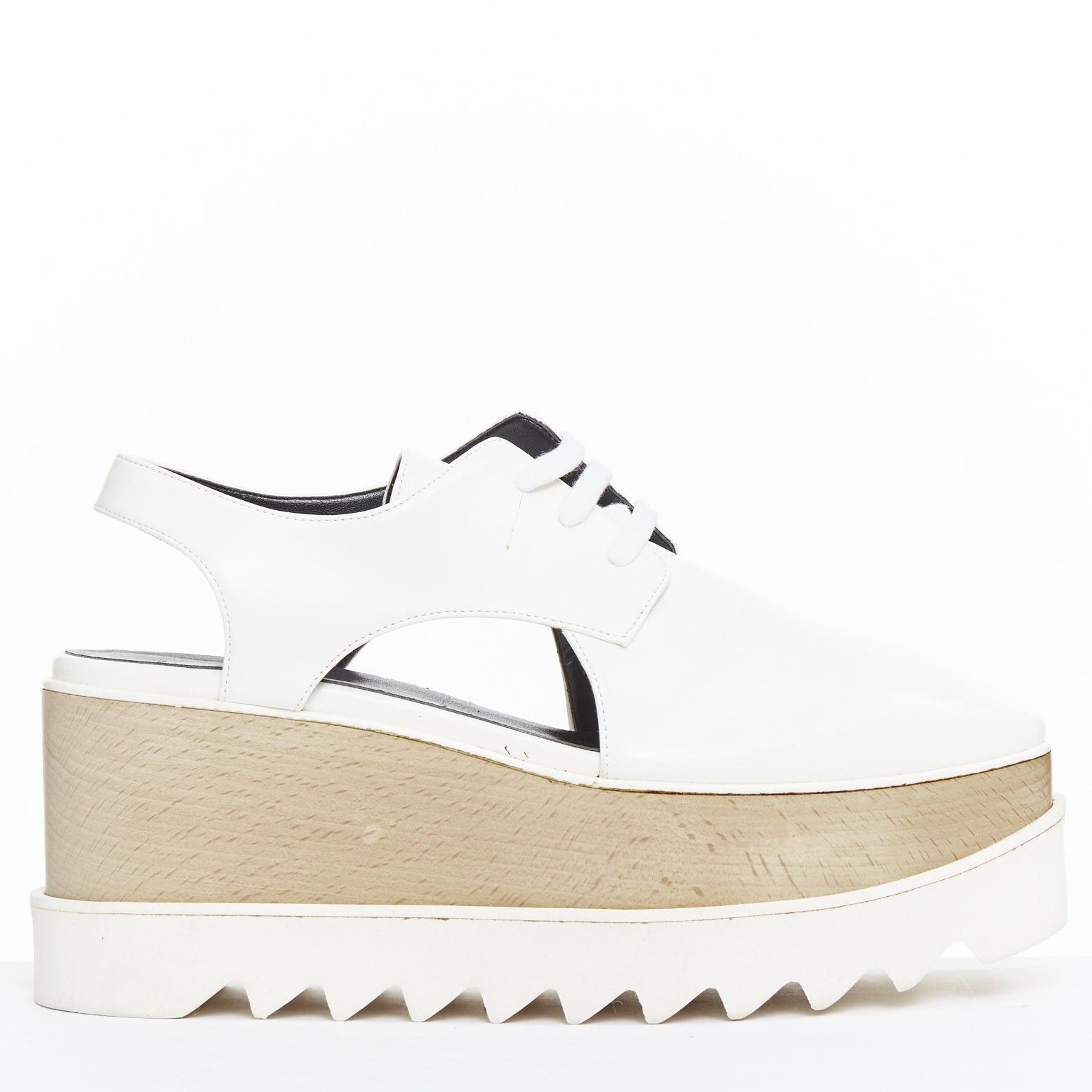 Stella McCartney STELLA MCCARTNEY Elyse white vegan leather lace up platforms EU39 Size US 9 / IT 39 - 1 Thumbnail