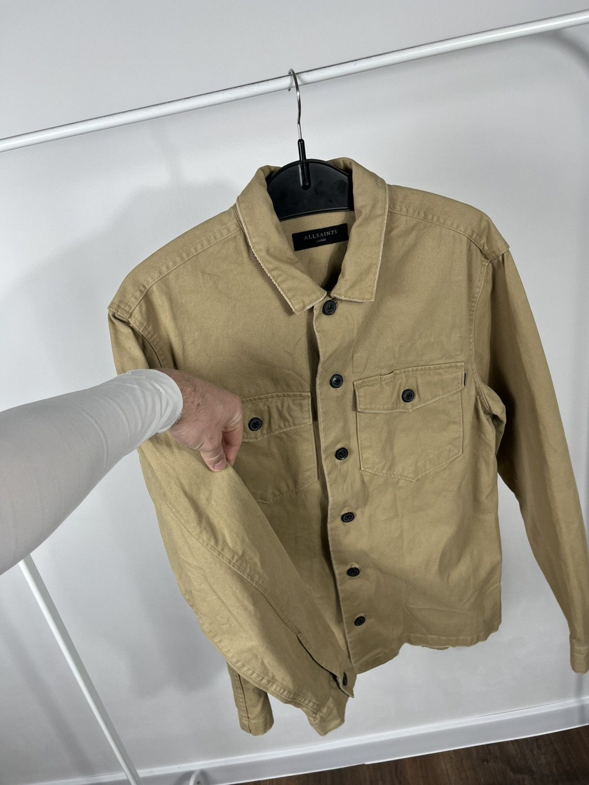 Allsaints AllSaints Khaki Cotton Button Up Overshirt Jacket L Size US L / EU 52-54 / 3 - 5 Thumbnail