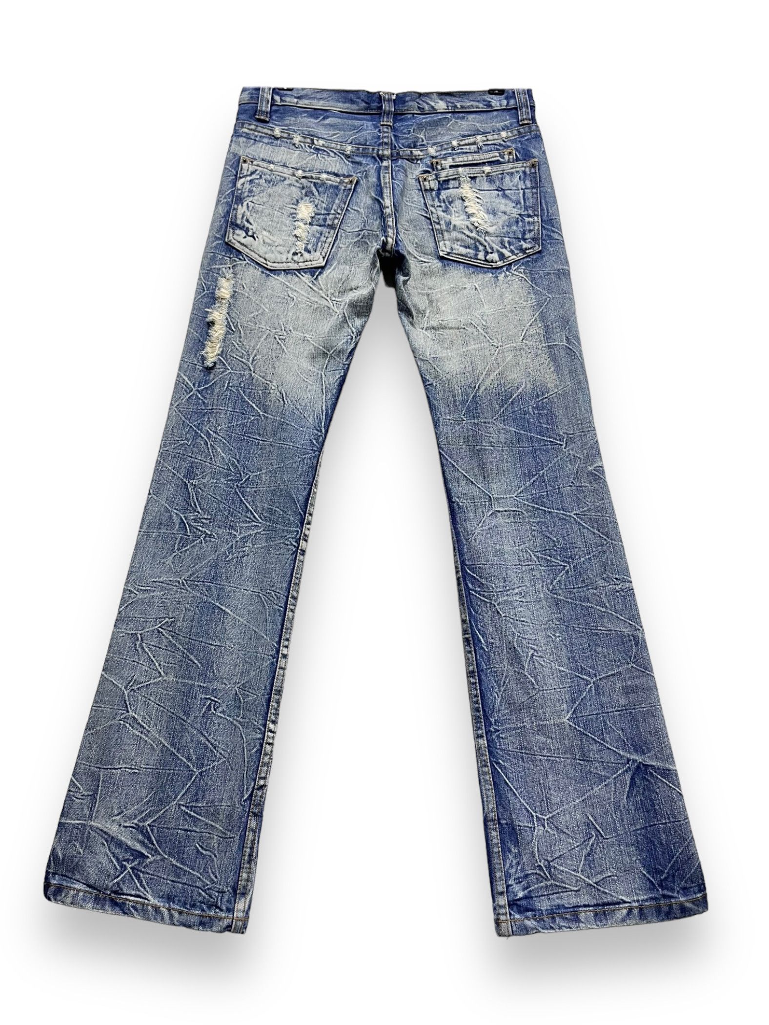 Japanese Brand × Seditionaries 💥SICK🔥Vtg KUI Punk Acid Wash Ripped Flare Denim Size US 31 - 3 Thumbnail