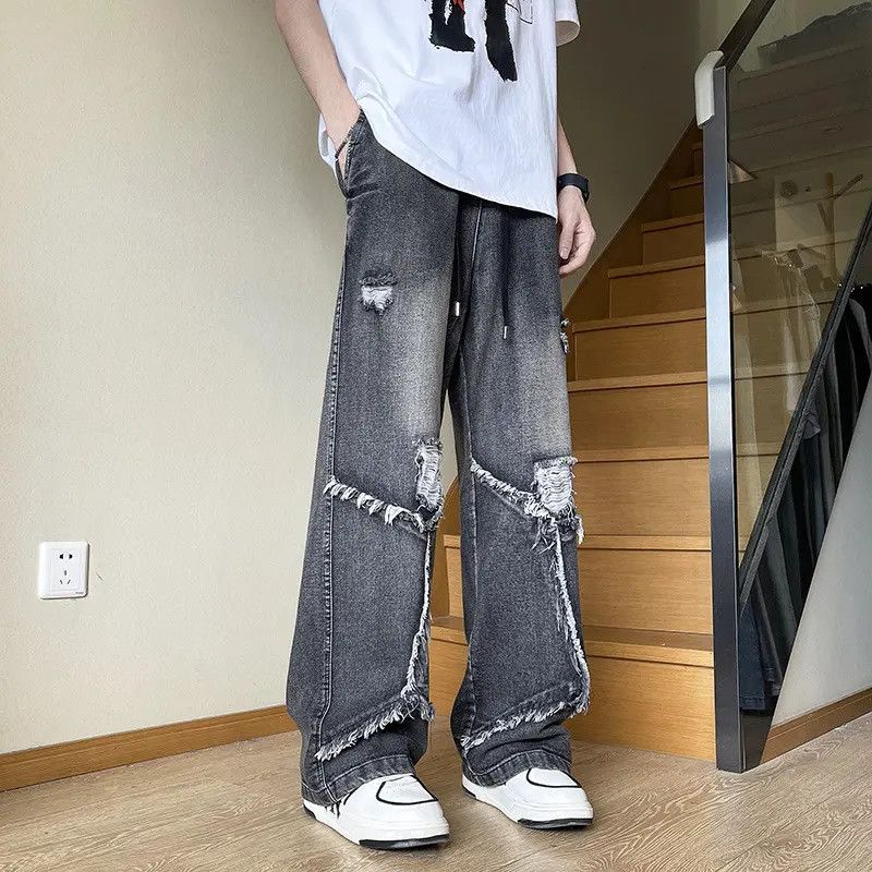 Japanese Brand Retro loose ripped tie dye micro flared jeans Size US 32 / EU 48 - 2 Thumbnail
