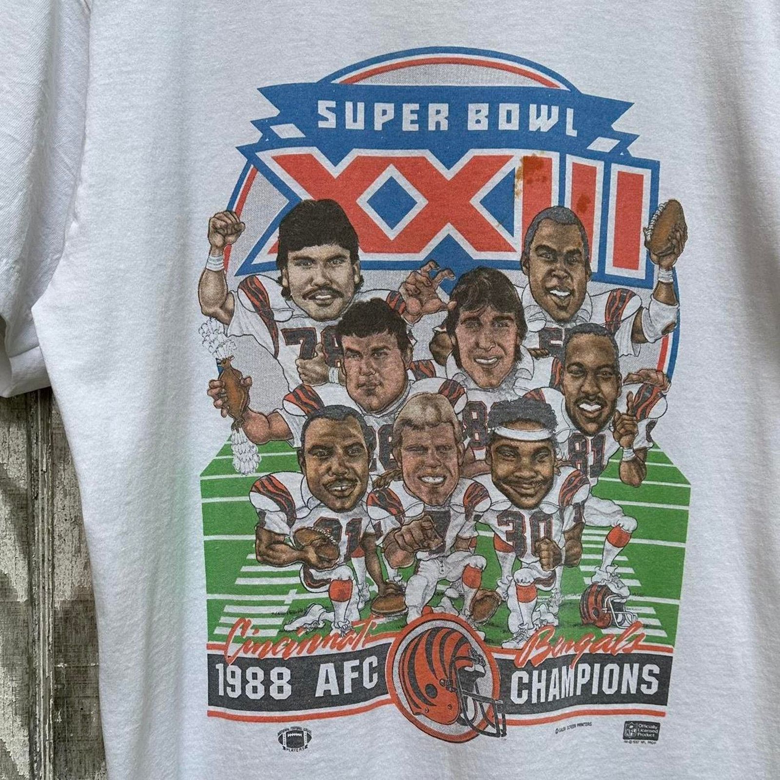 NFL Vintage 1988 cincinnati bengals super bowl caricature shirt Size US L / EU 52-54 / 3 - 3 Thumbnail