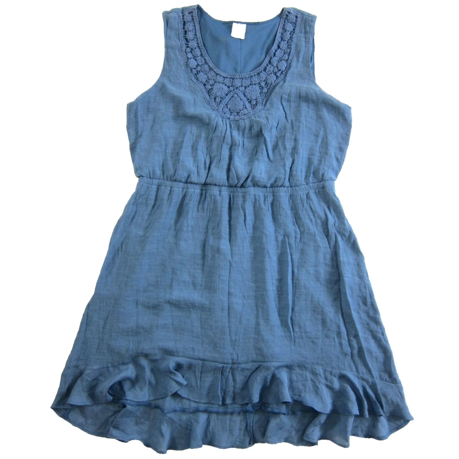 Wrangler Wrangler Blue Rayon Crochet Sleeveless Ruffle Sheath Tank Sun Dress XL Size XL / US 12-14 / IT 48-50 - 2 Thumbnail