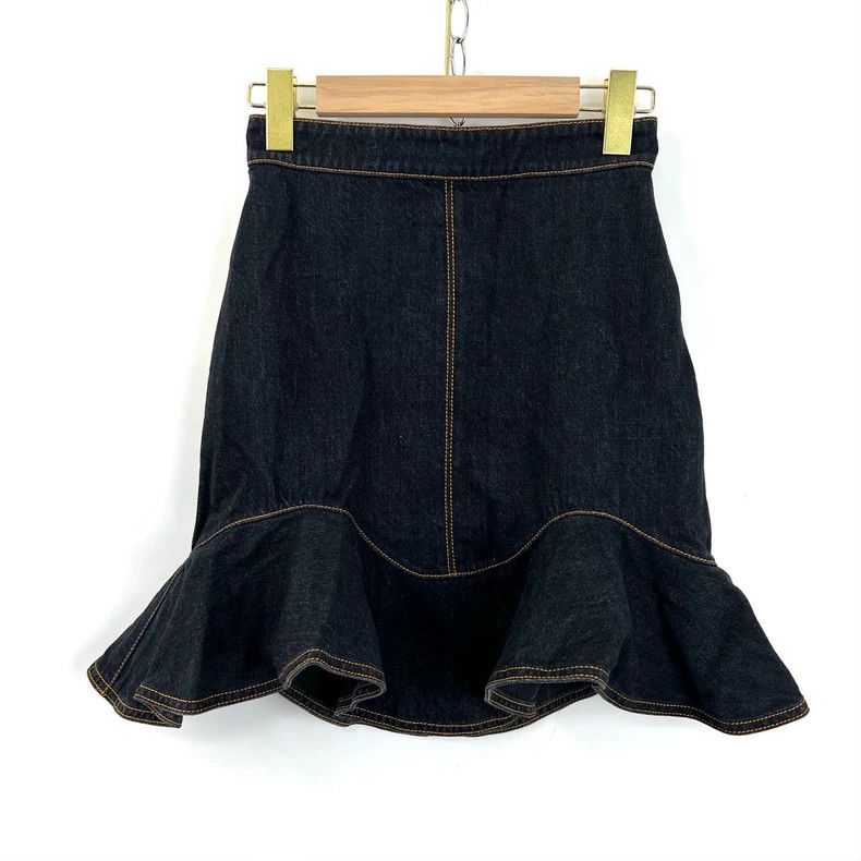 Alexander McQueen Alexander Mcqueen Black leather fishtail denim skirt Size 25" / US 0 / IT 36 - 2 Thumbnail