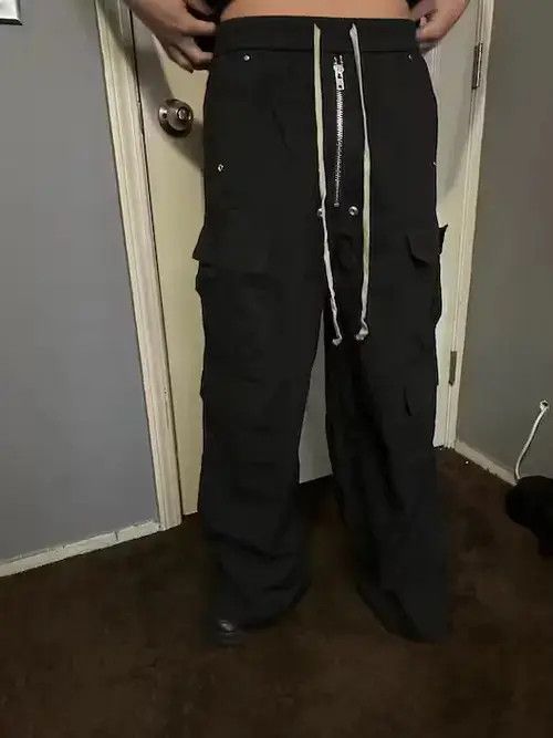Drawstring Black Cargo Pants Baggy