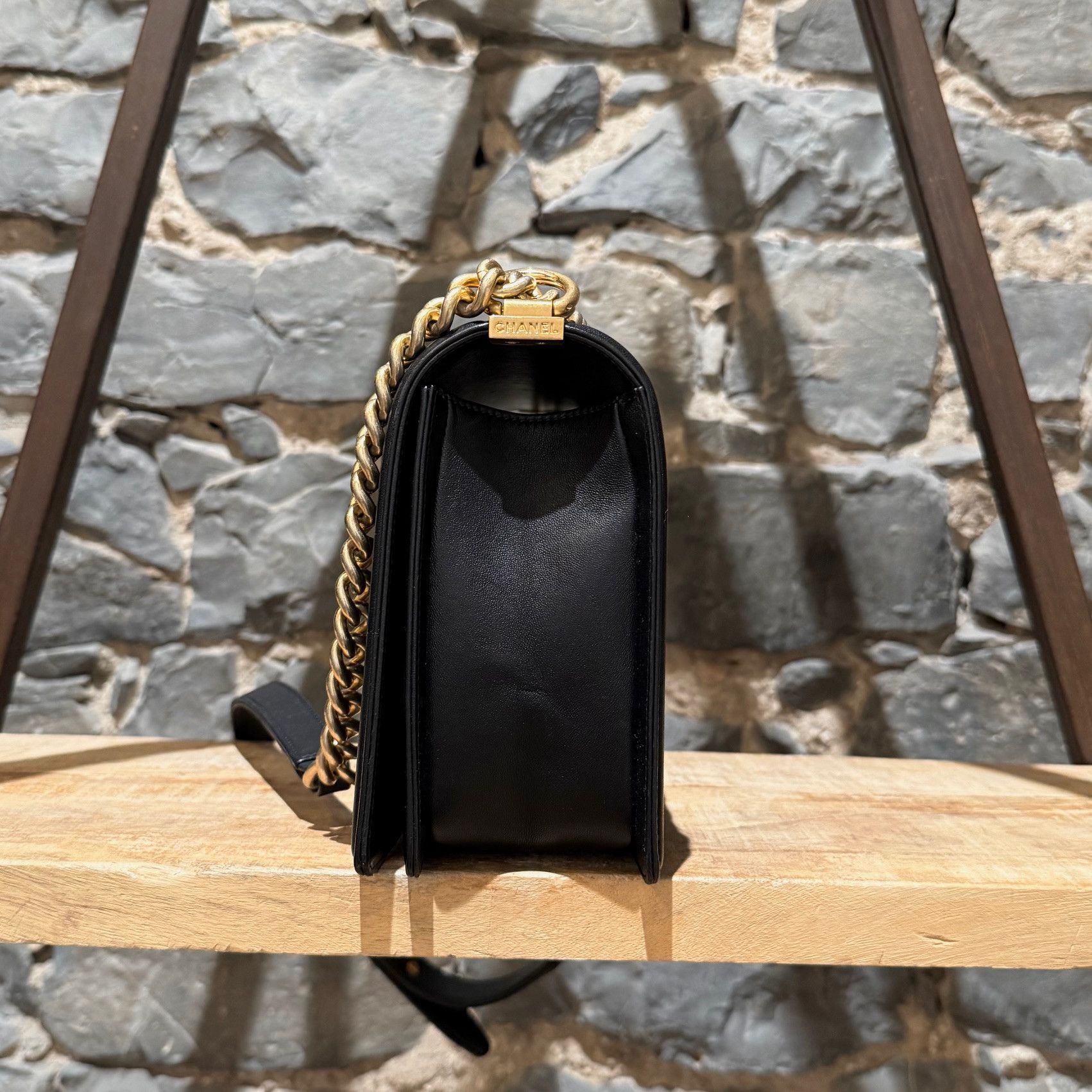 Chanel Chanel Black Lambskin GHW Large Boy Bag Size ONE SIZE - 3 Thumbnail