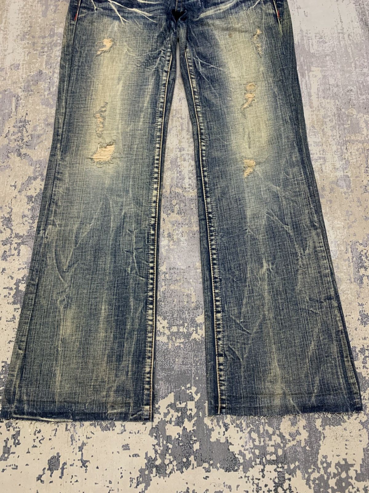 If Six Was Nine Vintage Red pepper Flared Distressed Jeans Size US 32 / EU 48 - 3 Thumbnail