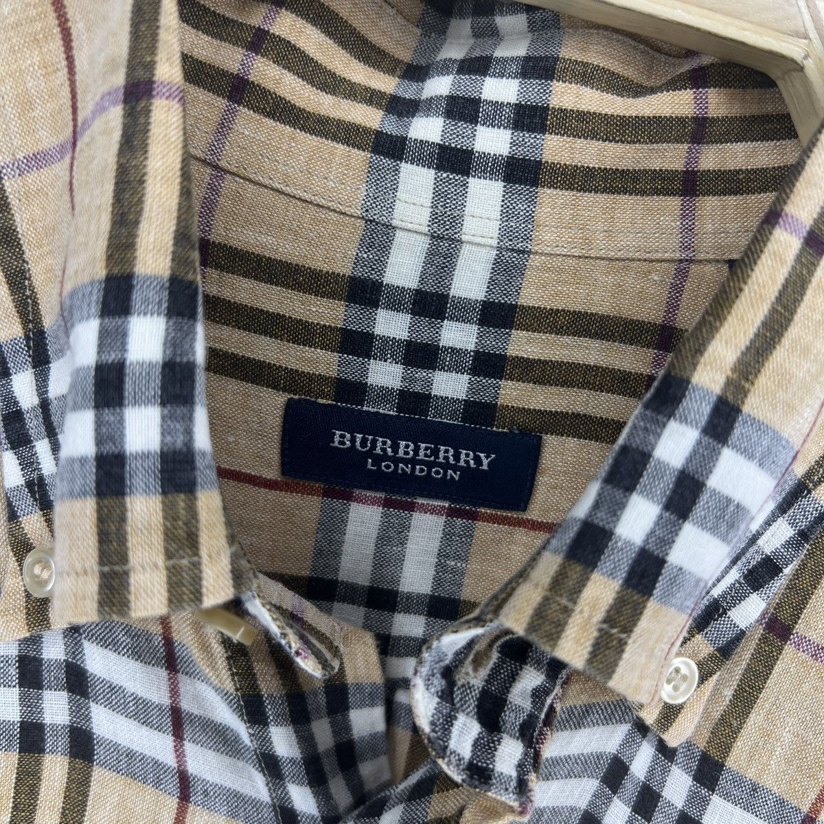 Burberry Burberry Linen Nova Check Shirt Button Up Beige Size US L / EU 52-54 / 3 - 5 Thumbnail