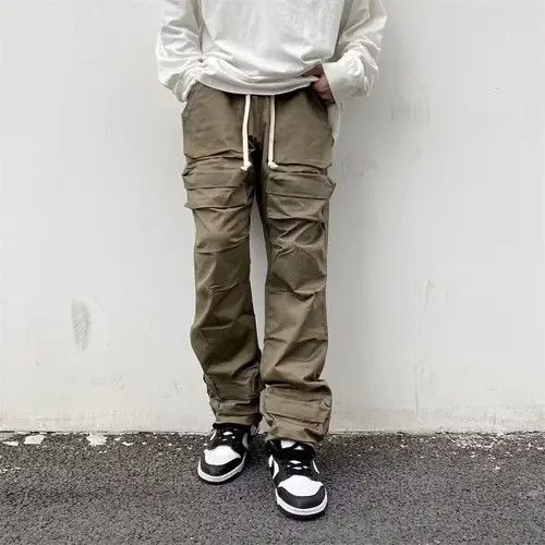 image of Designer Retro Work Vintage Flared Carpenter Skate Cargo Pants in Khaki, Men's (Size 32)