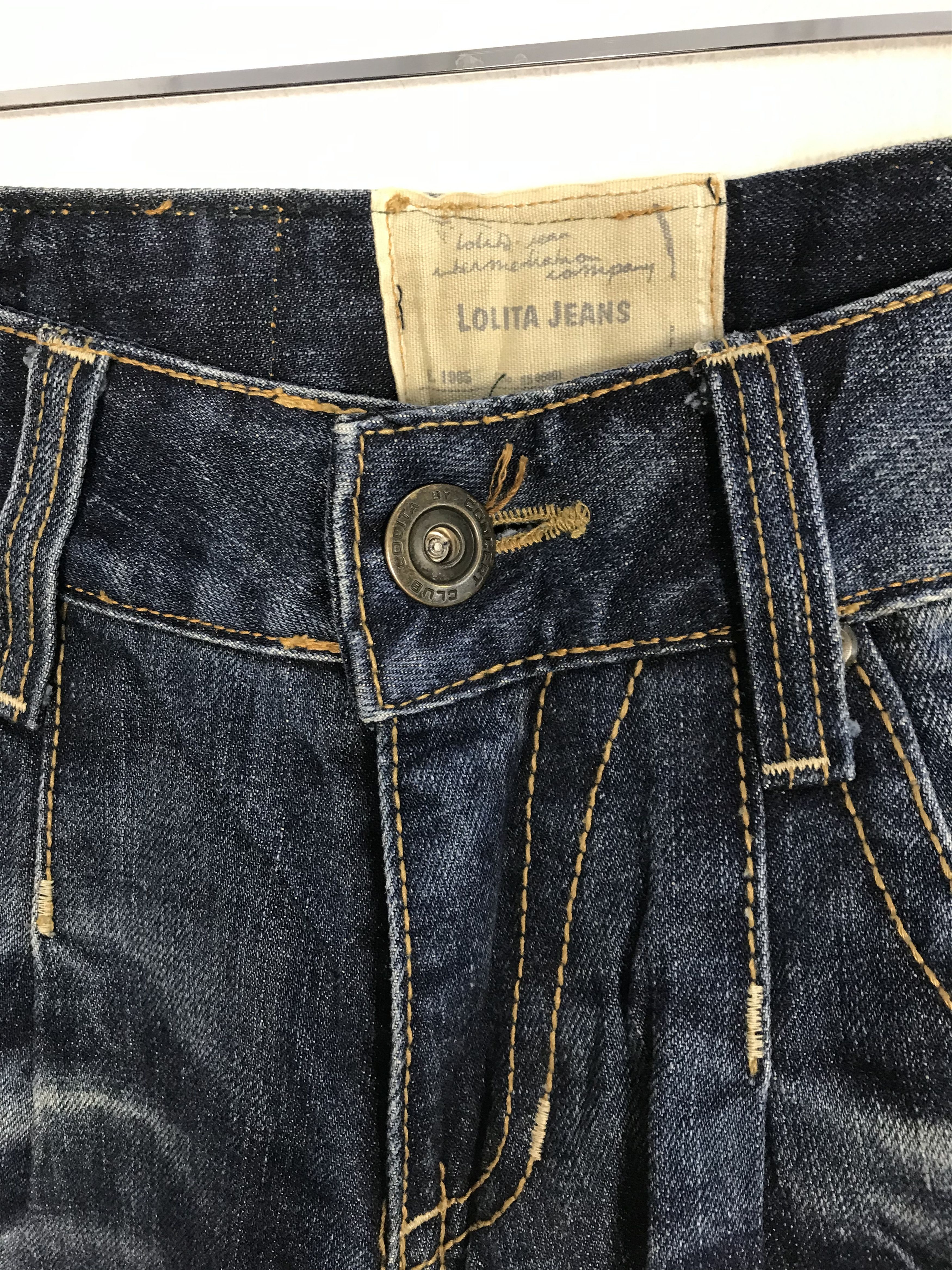 Japanese Brand Lolita Indigo Distressed Denim Short Jeans Whisker Baggy Size US 28 / EU 44 - 5 Thumbnail