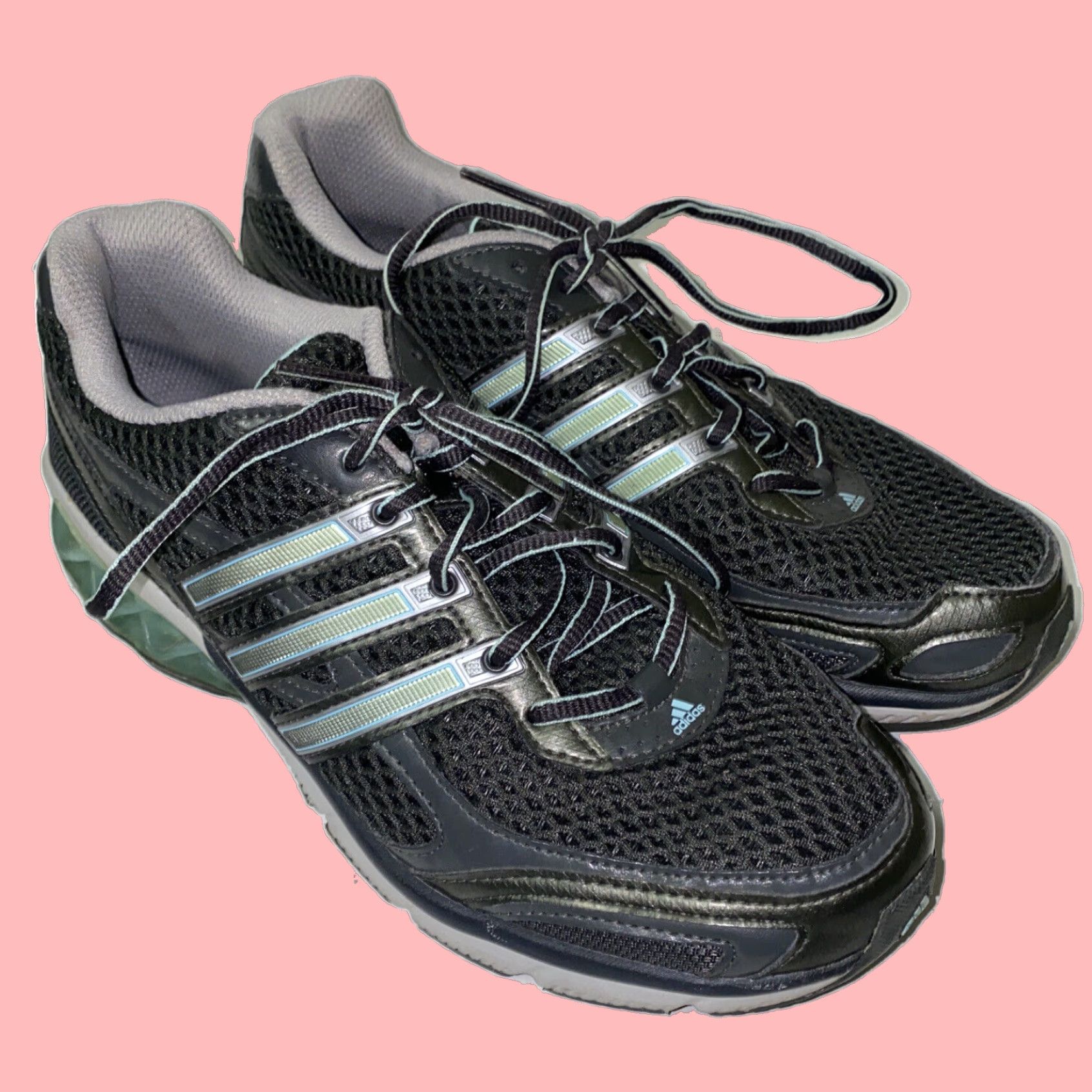 Adidas Mens Low Top Running Shoes Gray/teal Lace Up Size 9 in Grey