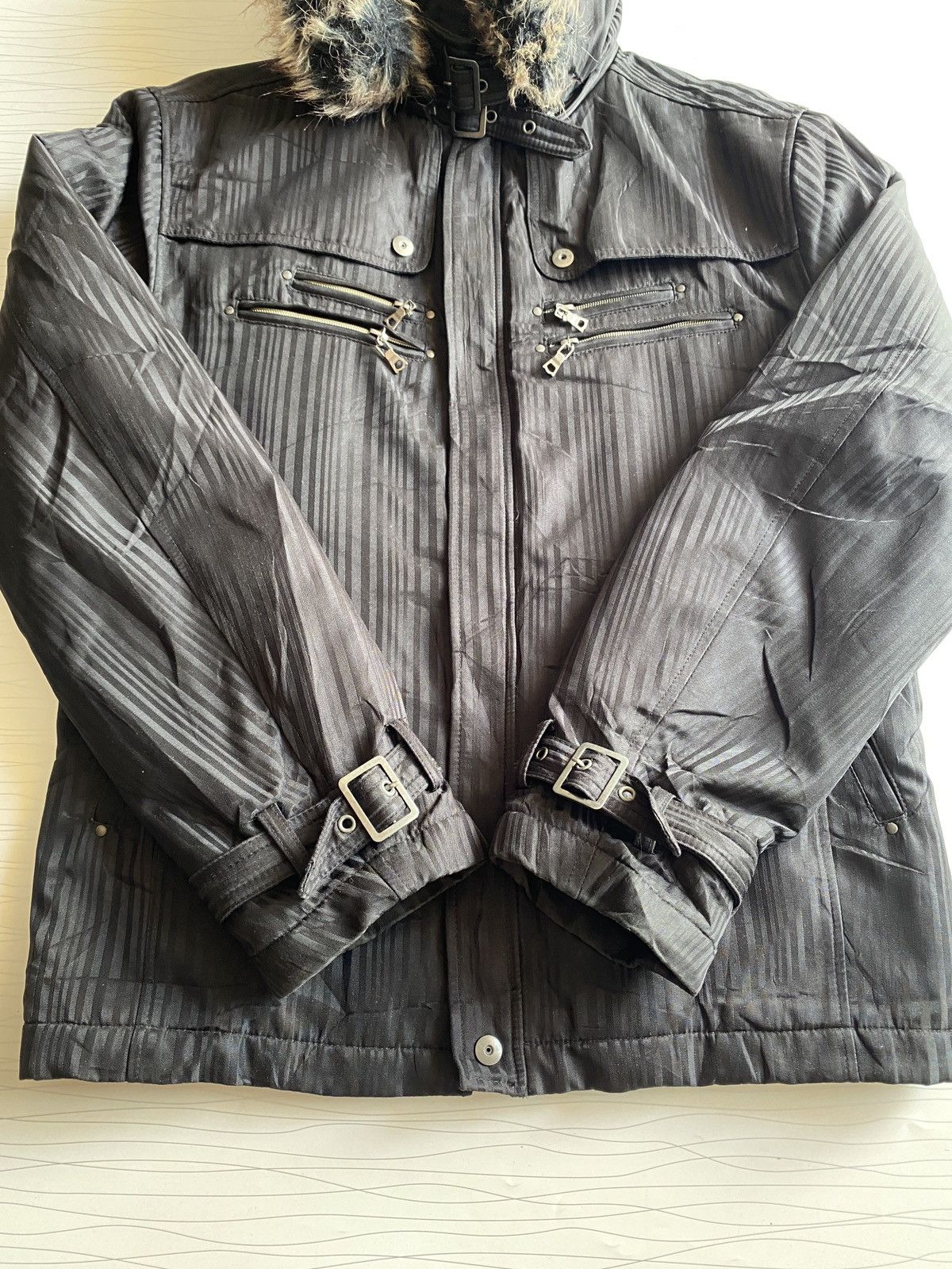 14th Addiction JAPANESE BRAND BAREFOOT FUR JACKET MULTI ZIPPER GHOTIC PUNK Size US L / EU 52-54 / 3 - 16 Thumbnail