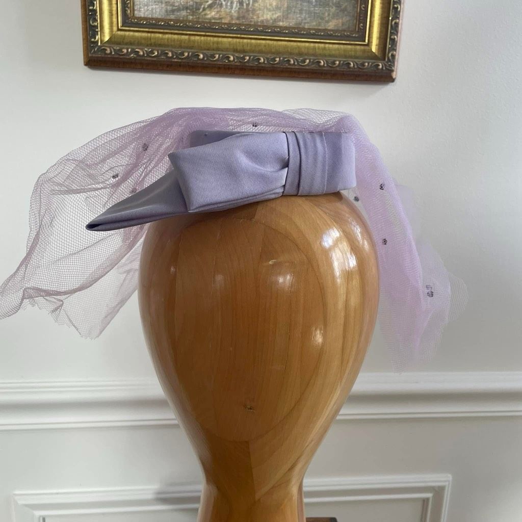 Vintage Vintage 60s Lavender Pastel I Dream of Jeannie Mesh Hat Topper Small Size ONE SIZE - 7 Thumbnail